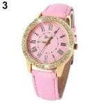 Zegarek kwarcowy Geneva - Unisex - cyfry rzymskie - Jasnoróżowy