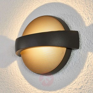 Ciemnoszary, okrągły kinkiet zewnętrzny LED Meyra