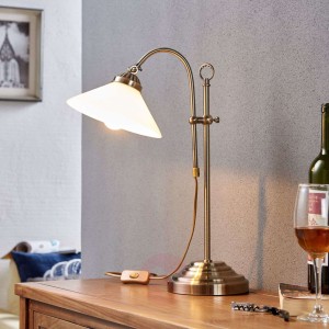 Klasyczna lampa stołowa Otis w kol. post. mosiądzu