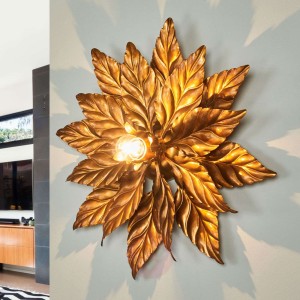 Lampa sufitowa ANTIK o złotych liściach 40 cm