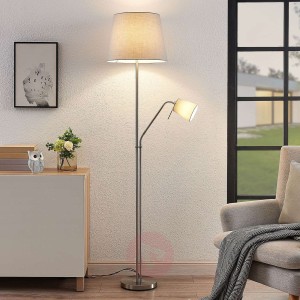 Lindby Nantwin lampa podłogowa, tekstylna, szara