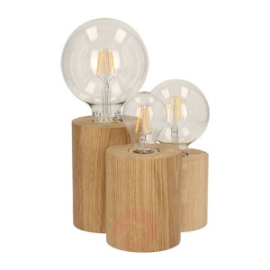 3-punktowa lampa stołowa Vincent z drewna dębowego