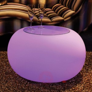 Stolik BUBBLE, światło LED RGB i szklany blat