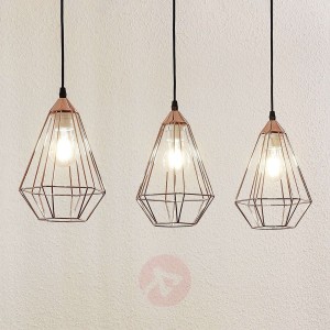 Lampa wisząca Elda z klatkami, podłużna, miedziana