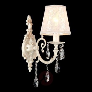 Koronkowa lampa ścienna Filomena, kość słoniowa