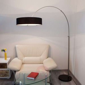 Materiałowa lampa stojąca SHING z czarnym abażurem