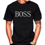 T-shirt bawełniany - nadruk BOSS - czarny - XL