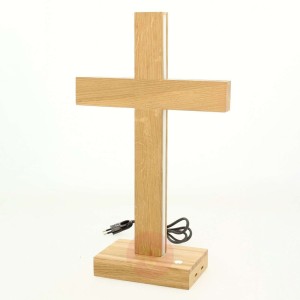 Lampa stołowa LED Cross, dąb olejowany, 45 cm