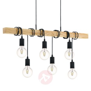 Lampa wisząca Townshend z drewnem, 6-pkt.
