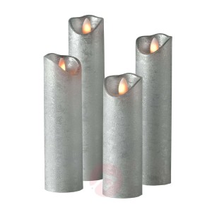 Świeca słupkowa LED Shine, 4 szt. Ø 5 cm srebrna