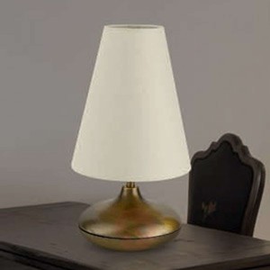 Lampa stołowa Sarita z jasnym tekstylnym kloszem