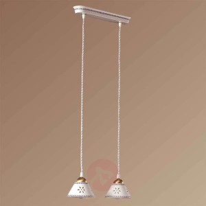Lampa wisząca NONNA z białej ceramiki 2 punktowa