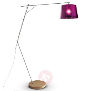 Kunsztowna lampa stojąca WOODY, fioletowa