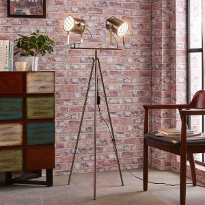 Dwupunktowa lampa stojąca Ebbi z metalu