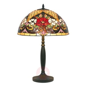 Lampa stołowa w stylu Tiffany z kwiatowym wzorem
