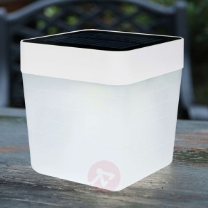 Modna solarna lampa stołowa LED Table Cube, biała