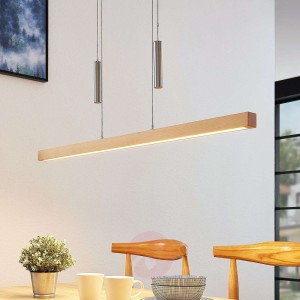 Lampa wisząca LED w formie belki Pia drewno bukowe