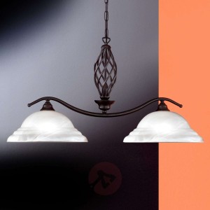 Lampa wisząca Sybille ze szklanym kloszem, 2-pkt.