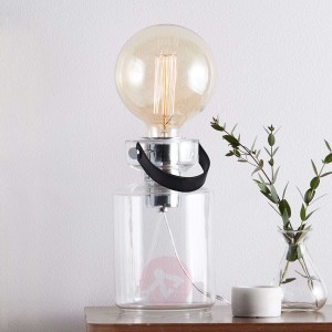 Lampa stołowa Adrian z przezroczystą stopą