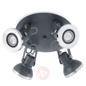 Ciemnoszary spot sufitowy LED Ring 4-punktowy