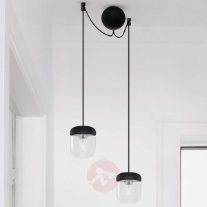Czarno-stalowa lampa wisząca Acorn, 2-punktowa