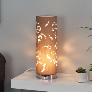 Czarująca lampa stołowa Flora cappuccino ze wzorem
