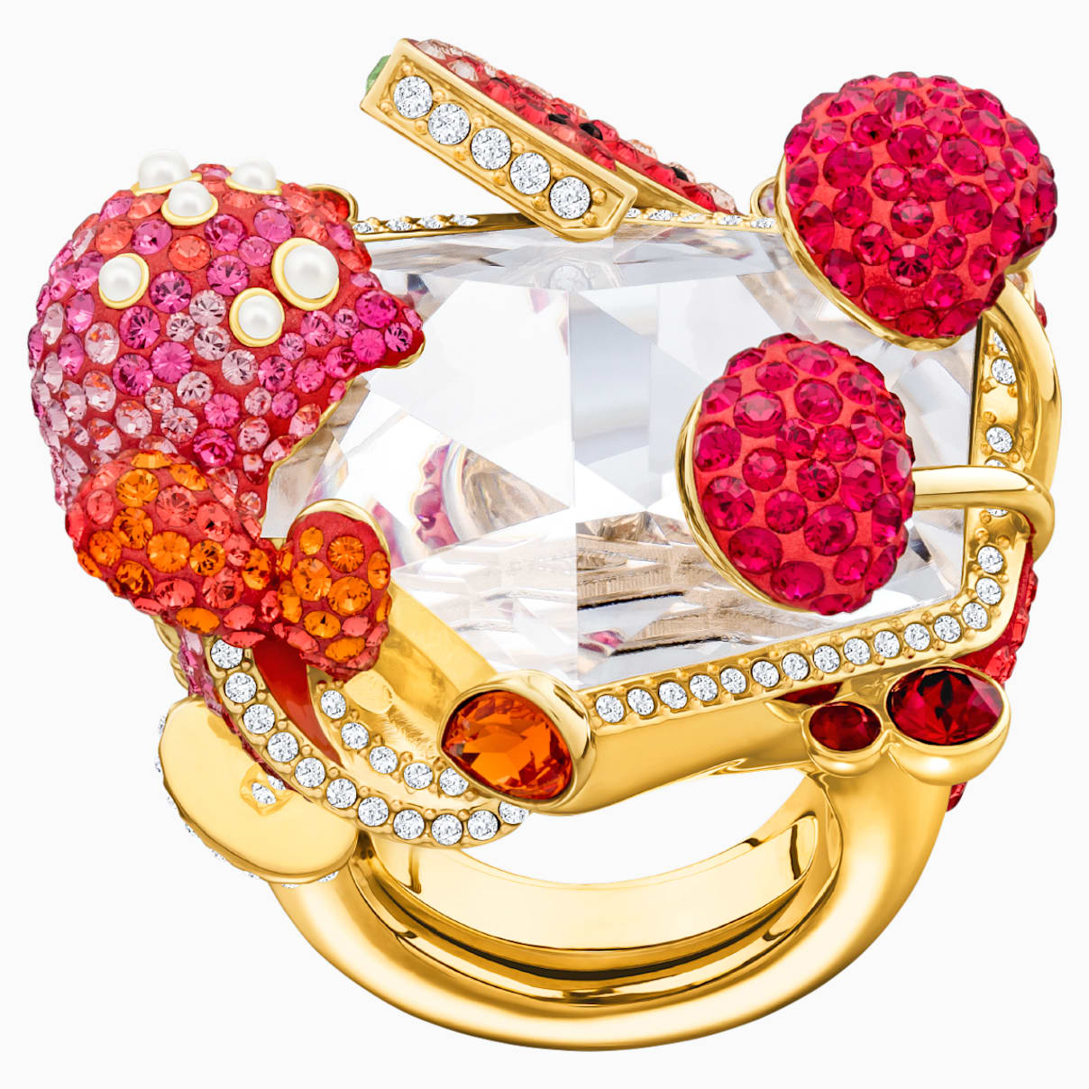 Optimum Cocktail Ring, Multi-colored, Gold-tone plated