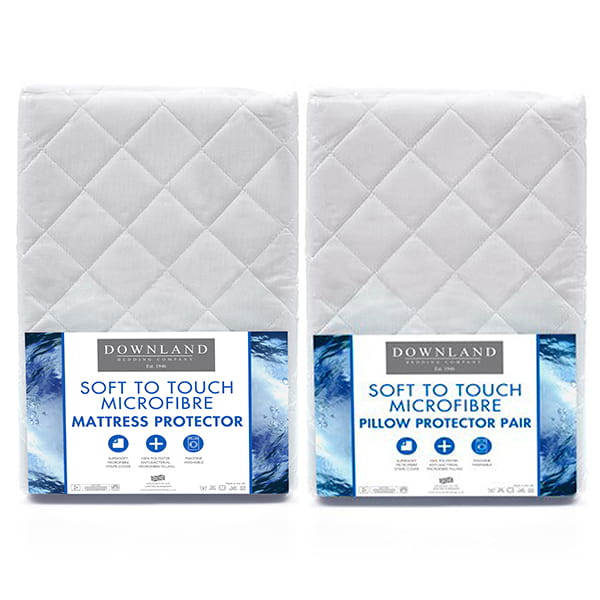 Downland Soft To Touch Satin Stripe Anti-Bacterial King Mattress Protector & Pillow Protector (Pair)