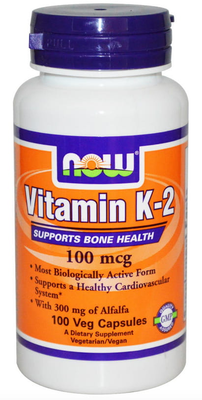 Witamina K2 plus lucerna Vitamin K2 With Alfalfa 100mcg 100 kapsułek NOW FOODS